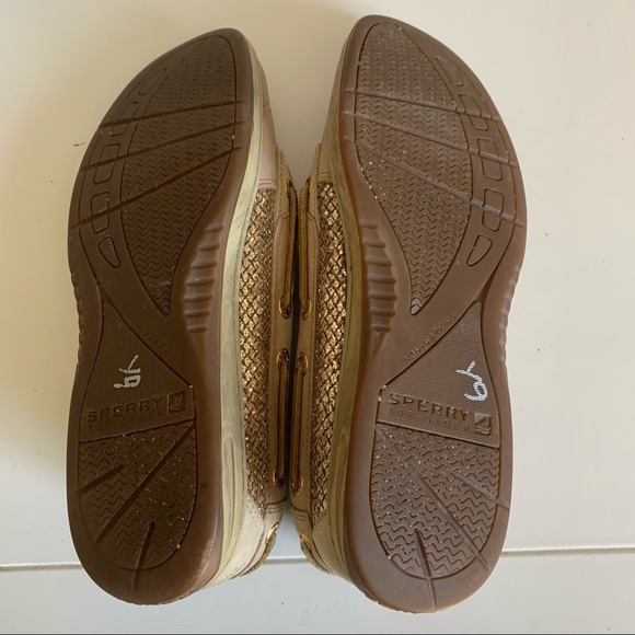 Sperry Angelfish Linen Gold Glitter Slip On Shoe - Picture 7 of 8